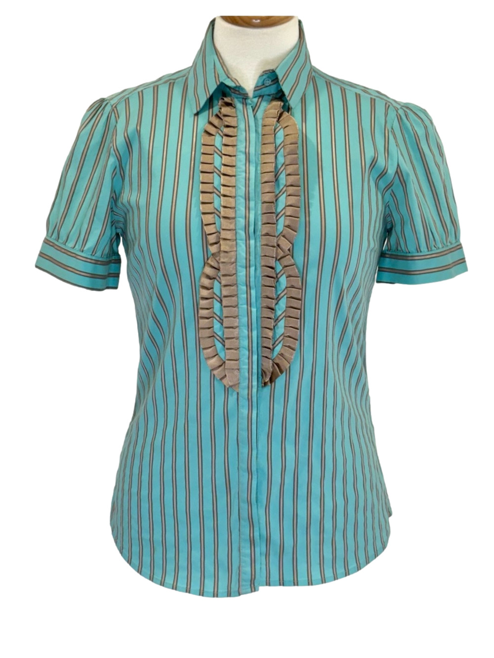 Zara turquoise striped blouse